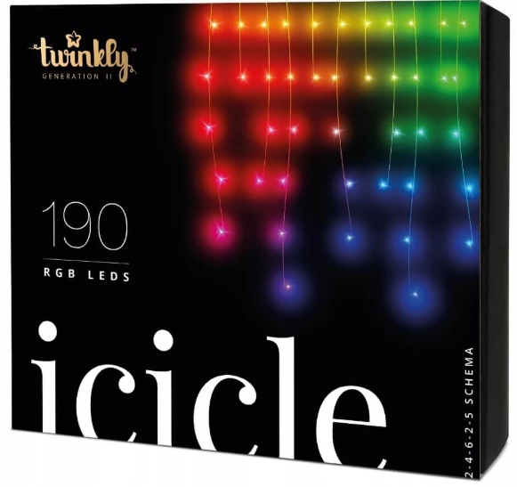Vonkajší svetelný reťazec Twinkly Icicles 190 LED RGB Bluetooth WIFI 5m